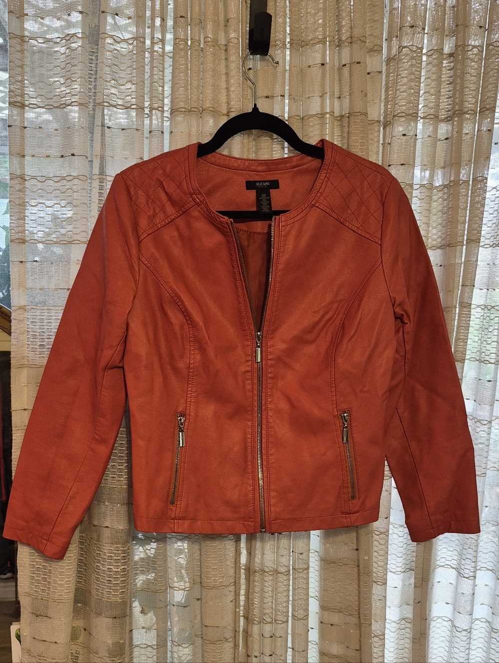 Alfani Women's Coral Faux Leather Zip-Front Jacket